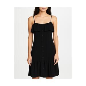 GAP Black Button Front Ruffle Sleeveless Midi Dress New Medium